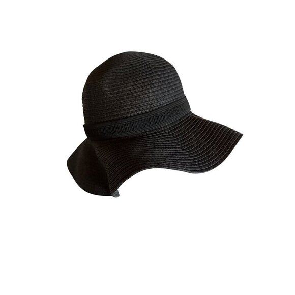 Madewell Black Wide-Brim Floppy Sun Hat M-L For Women Stylish Summer Chic - Picture 2 of 5